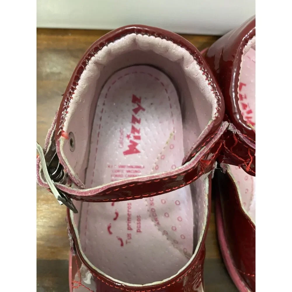 Wizzy Burgundy Patent Leather T-Strap Mary Jane Shoes Coquette Toddler Size 6